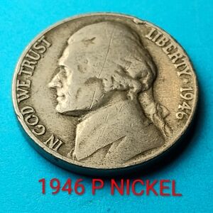 ✅❤️1946 P NICKEL VINTAGE CLAD AVERAGE CIRCULATED